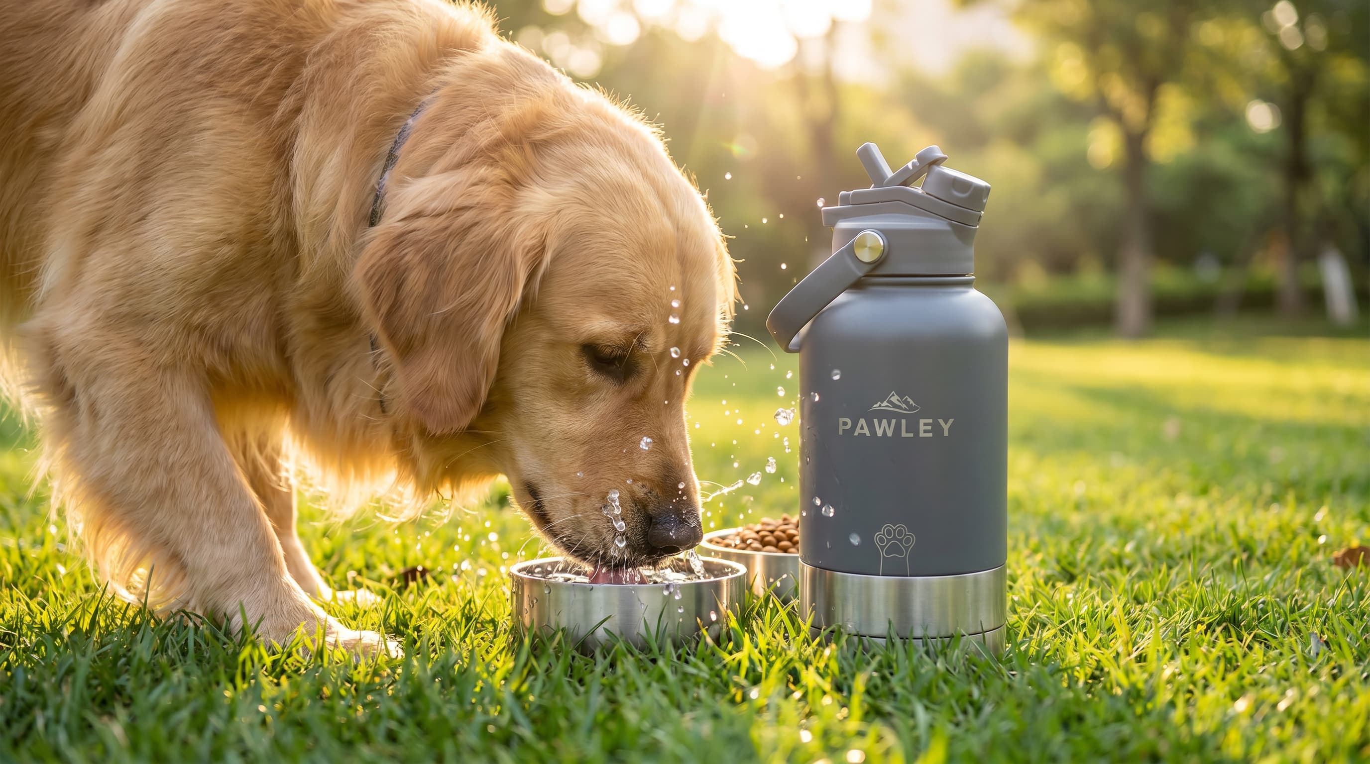 Gourde pour chien isotherme 3 - en - 1 Inox 1L + 2 Gamelles PAWLEY - PAWLEY - style de vie