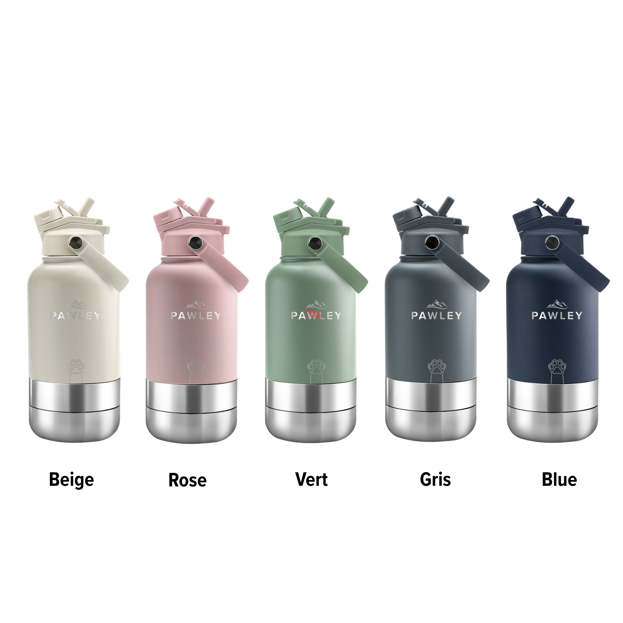 Gourde pour Chien Isotherme 3-en-1 | Inox 1L + 2 Gamelles | PAWLEY